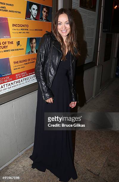 Olivia Wilde poses at The Opening Night of the MTC production of Sam Shepard's "Fool For Love" on Broadway at The Samuel J. Friedman Theatre on...
