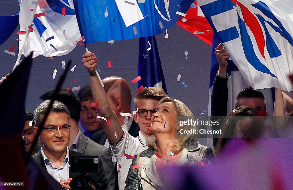 Marine Le Pen, French Far-right Front National Leader Holds A Meeting In Paris