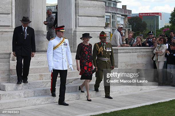 Prince Harry, Lady Janine Mateparae and Governor General of New Zealand Jerry Mateparae arrive at the Commonwealth War Graves Commission Cassino War...