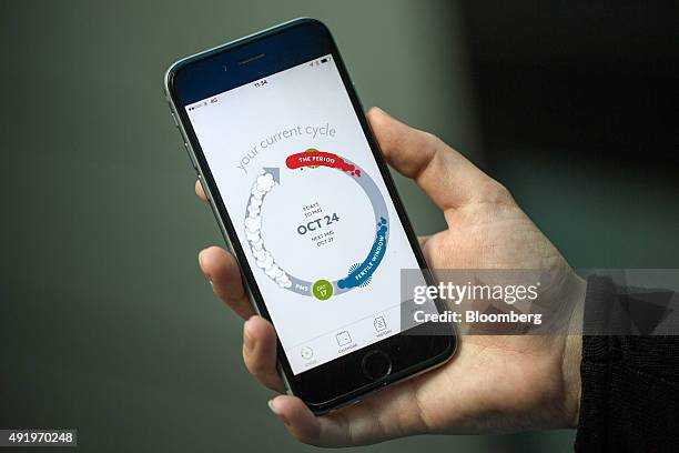 Screen from the Clue health app, made by BioWink GmbH, sits on a smart device in this arranged photograph in London, U.K., on Friday, Oct. 9, 2015....