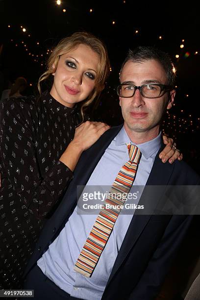 Nina Arianda and Director Daniel Aukin pose at The Opening Night for the MTC production of Sam Shepard's "Fool For Love" on Broadway at Urbo NYC on...
