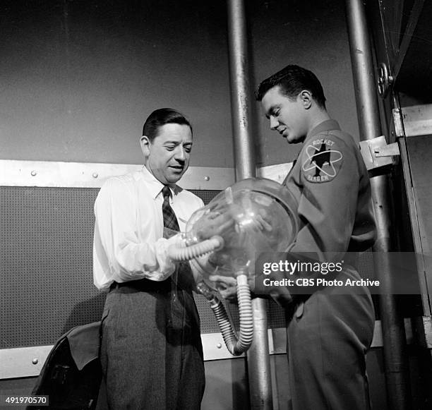 "Rod Brown of the Rocket Rangers" a Saturday morning program aired on CBS Television. Pictured, producer John Haggott and Cliff Robertson as Rod...