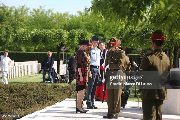 Lady Janine Mateparae and Governor General of New Zealand Jerry Mateparae are seen as they pay their respects to the Cross after they left a wreath...