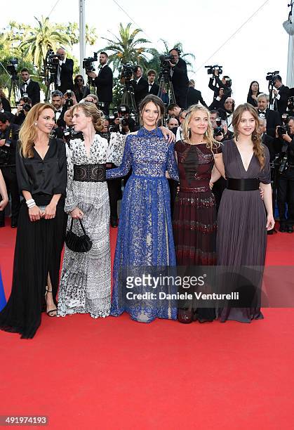 Claire Keim, Isabelle Carre, Josephine Jappy, Melanie Laurent and Lou De Laage of 'Respire' attend "The Homesman" Premiere at the 67th Annual Cannes...