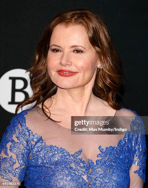 Geena Davis attends the BFI Luminous Fundraising Gala at The Guildhall on October 6, 2015 in London, England.