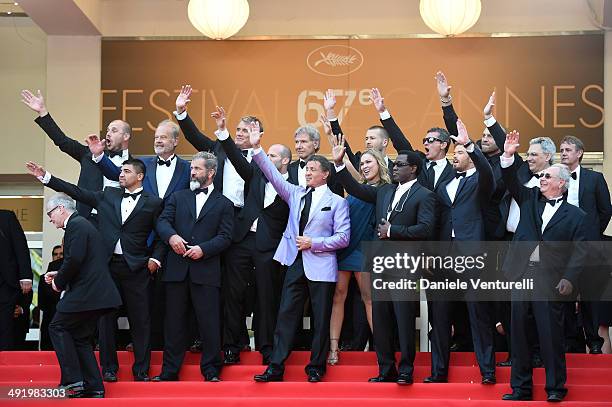 Actors Glen Powell, Kelsey Grammer, Dolph Lundgren, Harrison Ford, director Patrick Hughes, actors Antonio Banderas, Randy Couture Victor Ortiz, Mel...