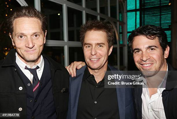 Matt Ross, Sam Rockwell and Chris Messina pose at The Opening Night for the MTC production of Sam Shepard's "Fool For Love" on Broadway at Urbo NYC...