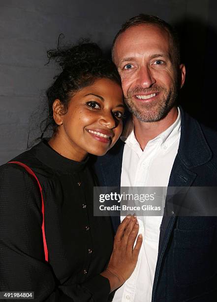 Rebecca Naomi Jones and boyfriend Playwright Kevin Artigue pose at The Opening Night for the MTC production of Sam Shepard's "Fool For Love" on...