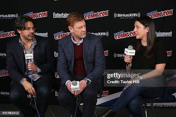 Ken Tiller, Sean Bean, and Robyn Ross speak at SiriusXM Studios during New York Comic-Com at The Jacob K. Javits Convention Center on October 8, 2015...