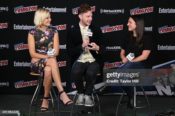 Malin Akerman, Todd Strauss-Schulson, and Robyn Ross speak at SiriusXM Studios during New York Comic-Com at The Jacob K. Javits Convention Center on...