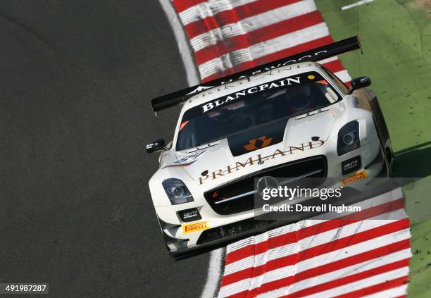 The HTP Motorsport Mercedes SLS AMG GT3 driven by Maximlian Buhk and Maximilian Gotz of Germany during the Blancpain GT Sprint Series race at the...