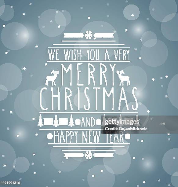 merry christmas retro abstract design greeting card. handwritten text - bubble script font stock illustrations