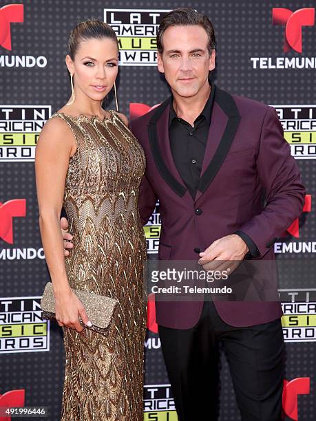 Red Carpet -- Pictured: Ximena Duque and Carlos Ponce arrive at the 2015 Latin American Music Awards at The Dolby Theater in Hollywood, CA on October...