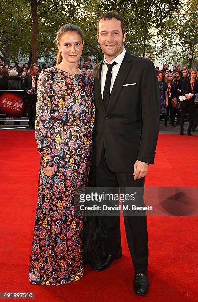 Jessica Adams and James Purefoy attend a gala screening of "High-Rise" during the BFI London Film Festival at Odeon Leicester Square on October 9,...