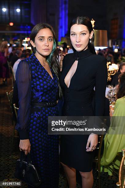 Jesse Jo Stark and Bella Hadid attend the Global Lyme Alliance "Uniting for a Lyme-Free World" Inaugural Gala at Cipriani 42nd Street on October 8,...