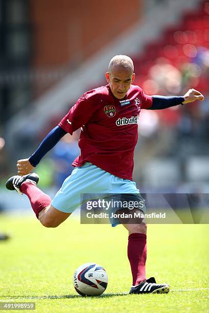 Paolo Di Canio of 'Hammers Heroes' in action during the Football30 Elite Legends Tournament at Brisbane Road on May 18, 2014 in London, England.