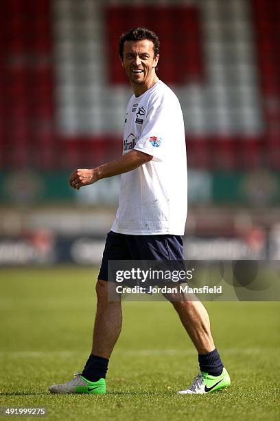 Simon Davies of 'Super Spurs' in action during the Football30 Elite Legends Tournament at Brisbane Road on May 18, 2014 in London, England.