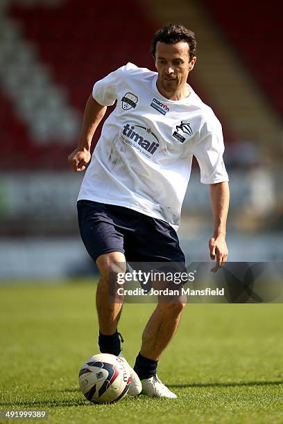 Simon Davies of 'Super Spurs' in action during the Football30 Elite Legends Tournament at Brisbane Road on May 18, 2014 in London, England.