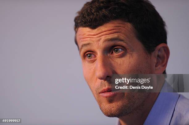 Head coach of CA Osasuna Javi Garcia holds his post-match press conference after Osasuna were relagated to the Liga Adelante after the La Liga match...