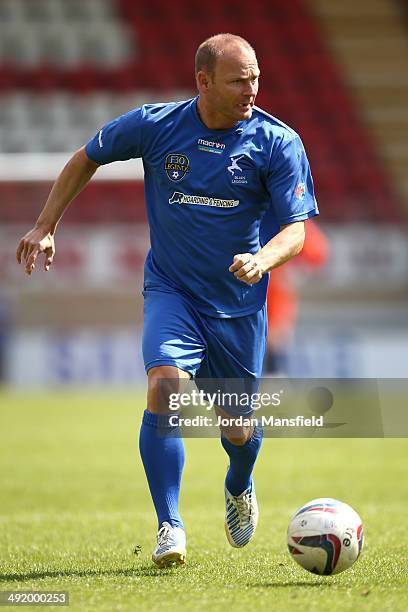 Bjarne Goldbaek of 'Blues Best' in action during the Football30 Elite Legends Tournament at Brisbane Road on May 18, 2014 in London, England.
