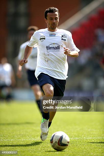 Simon Davies of 'Super Spurs' in action during the Football30 Elite Legends Tournament at Brisbane Road on May 18, 2014 in London, England.