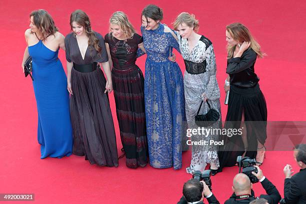 Carole Franck, Lou de Laage, Melanie Laurent , Josephine Japy, Isabelle Carre and Claire Keim attend "The Homesman" premiere during the 67th Annual...
