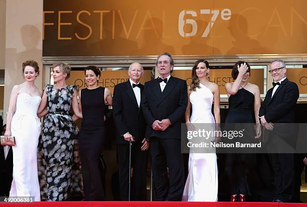 Miranda Otto, Sonja Richter, a guest, President of the Cannes Film Festival Gilles Jacob, Tommy Lee Jones, Hilary Swank, a guest and General Delegate...