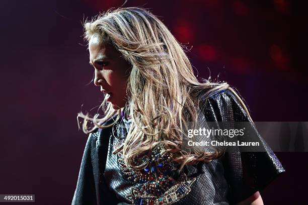 Singer Jennifer Lopez performs at Powerhouse at Honda Center on May 17, 2014 in Anaheim, California.