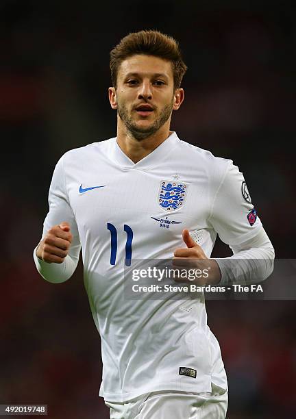 Adam Lallana of England in action during the UEFA EURO 2016 Group E Qualifier match between England and Estonia at Wembley Stadium on October 9, 2015...