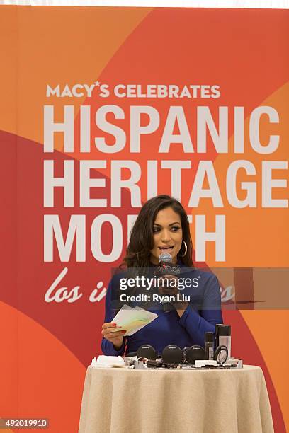 Cosmo for Latinas Beauty Editor Milly Almodovar speaks onstage at Macy's Herald Square Celebrates Hispanic Heritage Month at Macy's Herald Square on...