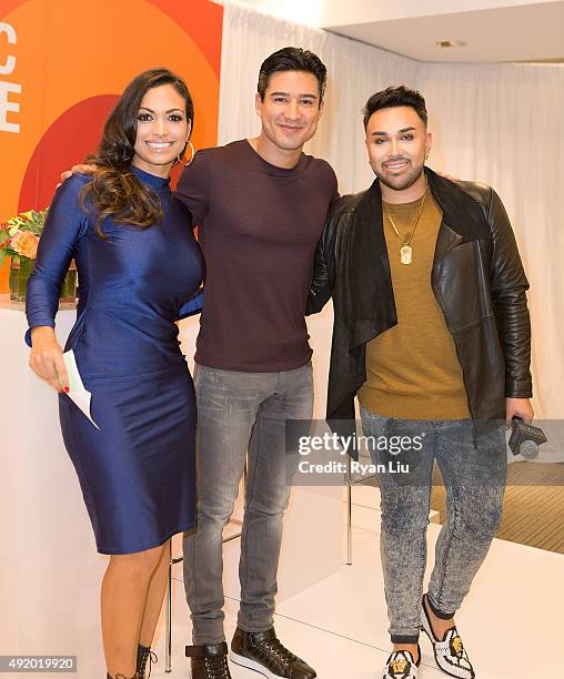 Cosmo for Latinas Beauty Editor Milly Almodovar, TV personality Mario Lopez, and celebrity stylist Angel Merino attend Macy's Herald Square...