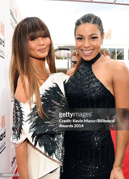 Model Christine Teigen and singer Jordin Sparks attend the 2014 Billboard Music Awards at the MGM Grand Garden Arena on May 18, 2014 in Las Vegas,...