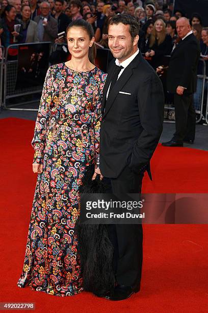 Jessica Adams and James Purefoy attend the UK Premiere or "High-Rise" at Odeon Leicester Square on October 9, 2015 in London, England.