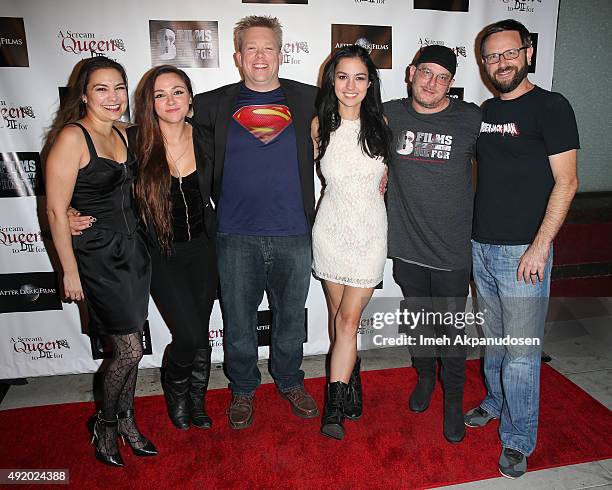 Actresses Raven Rockette, Athena Praxton, producer Courtney Solomon, director Josh Bear, Ciara Flynn, and writer Bill Muehl attend 8FilmsToDieFor's...