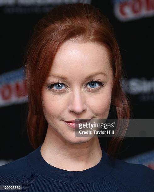 Lindy Booth visits the SiriusXM Studios at New York Comic-Con at The Jacob K. Javits Convention Center on October 9, 2015 in New York City.