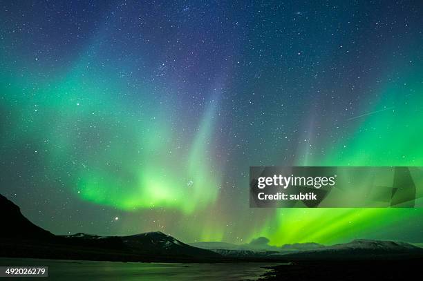 aurora borealis on iceland - magnetism stock pictures, royalty-free photos & images