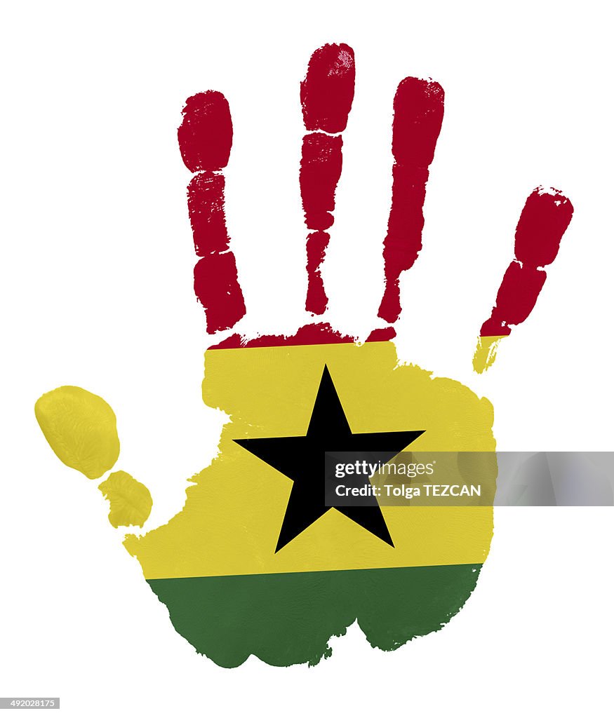 Handprints with Ghana flag