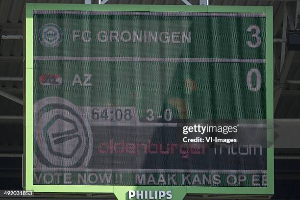 , Scorebord, Stand during the EL play-off Final match between FC Groningen and AZ Alkmaar at Euroborg on May 18, 2014 in Groningen, The Netherlands