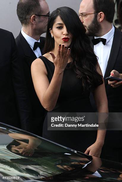 Leila Bekhti is seen leaving the Martinez Hotel on day 1 of the 67th Annual Cannes Film Festival on May 18, 2014 in Cannes, France.