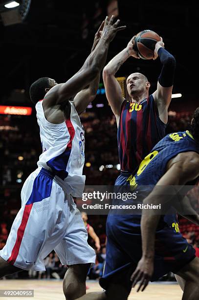 Maciej Lampe, #30 of FC Barcelona during the Turkish Airlines EuroLeague Final Four third place game between FC Barcelona vs CSKA Moscow at...