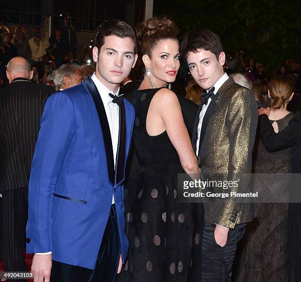 Stephanie Seymour, Peter Brant Jr. And Harry Brant attend "The Homesman" Premiere at the 67th Annual Cannes Film Festival on May 18, 2014 in Cannes,...
