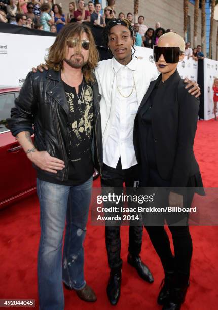 Recording artists Billy Ray Cyrus, Wiz Khalifa and model Amber Rose attend the 2014 Billboard Music Awards at the MGM Grand Garden Arena on May 18,...