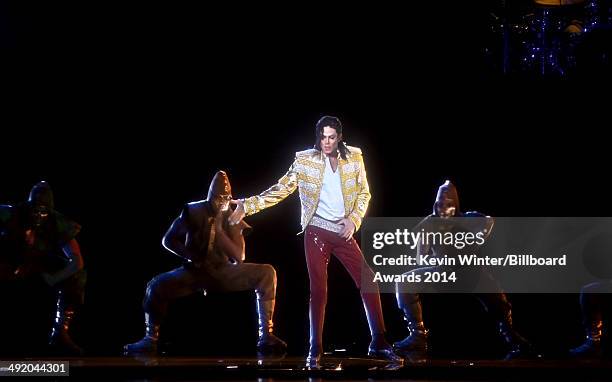 Holographic image of Michael Jackson performs onstage during the 2014 Billboard Music Awards at the MGM Grand Garden Arena on May 18, 2014 in Las...