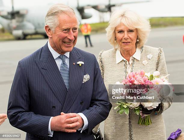 Prince Charles, Prince of Wales and Camilla, Duchess of Cornwall arrive at Halifax airport at the start of the Royal Tour, on May 18, 2014 in...
