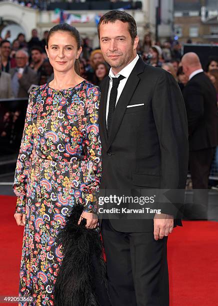 James Purefoy and Jessica Adams attend a screening of "High Rise" during the BFI London Film Festival at Odeon Leicester Square on October 9, 2015 in...