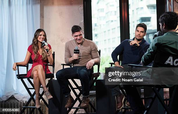 Actors Eiza Gonzalez, Zane Holtz and D.J. Cotrona of 'From Dusk Til Dawn: The Series' attend AOL Build at AOL Studios in New York on October 9, 2015...