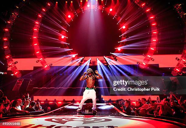 Rapper Lil' Wayne performs onstage at the 2015 iHeartRadio Music Festival at MGM Grand Garden Arena on September 18, 2015 in Las Vegas, Nevada.