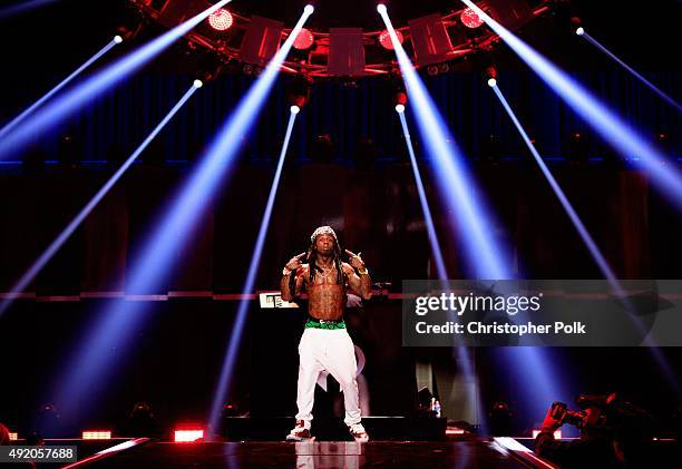 Recodring artist Lil Wayne performs onstage at the 2015 iHeartRadio Music Festival at MGM Grand Garden Arena on September 18, 2015 in Las Vegas,...