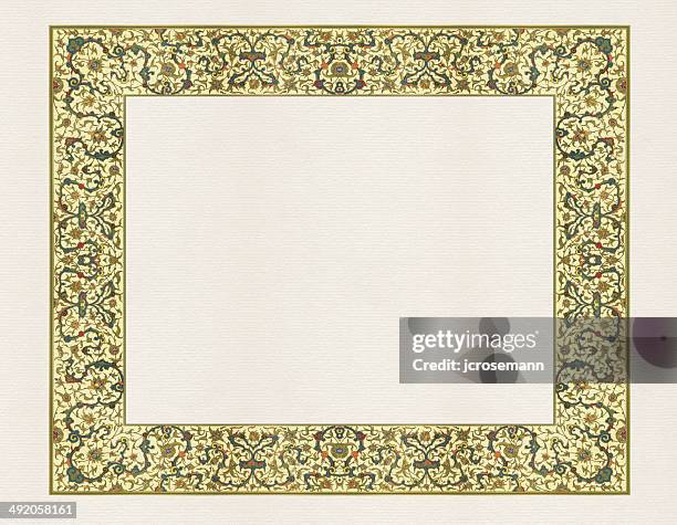 traditional indo-persian framework - indo persian stock illustrations