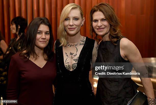 Sara Switzer, Cate Blanchett, and Sandra Bernhard attend the reception for the premiere of "Carol" during the 53rd New York Film Festival at Alice...